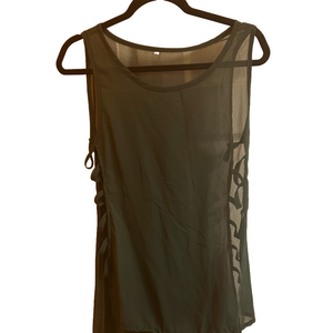 Deep green sheer high low style top
